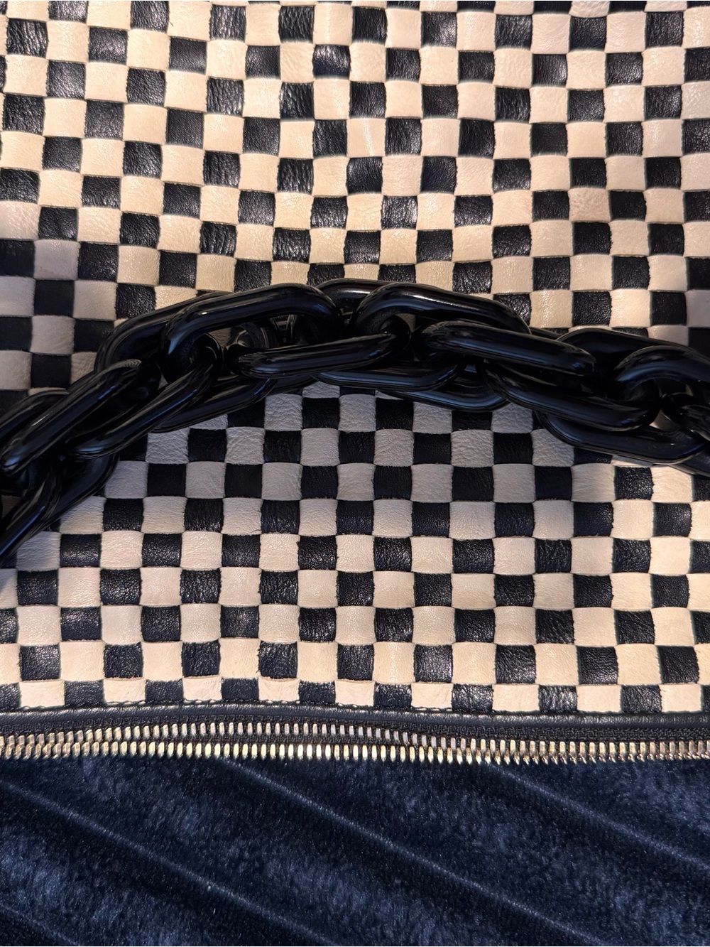Clare V Moyen Messenger Black and Cream Checker Shoulder Bag - Picture 5 of 5